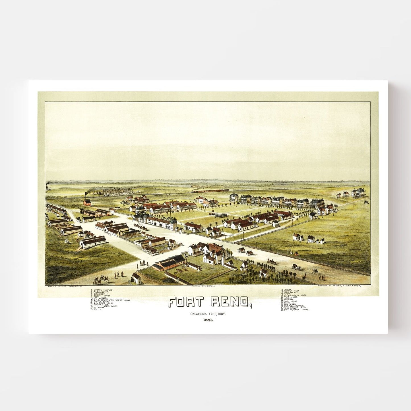 Vintage Map of Fort Reno, Oklahoma, 1891