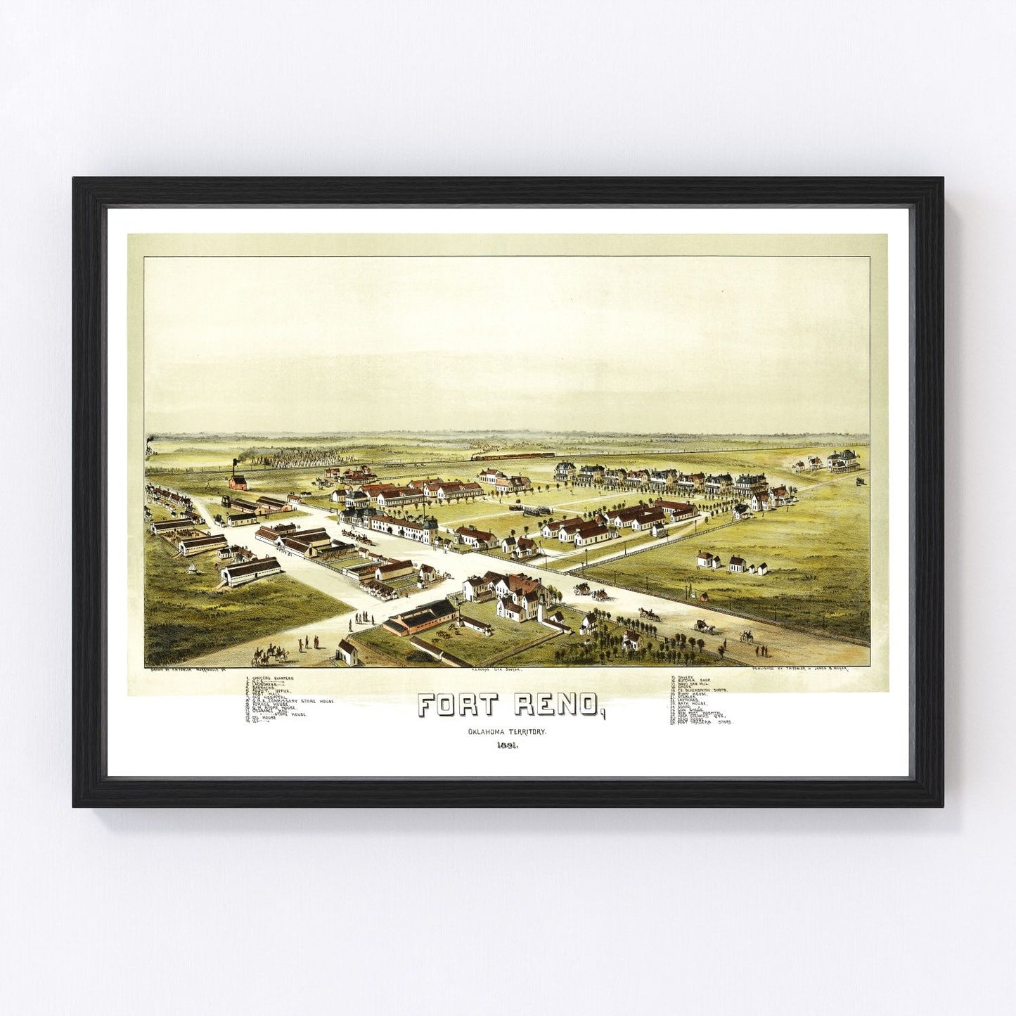 vintage map of Fort Reno, Oklahoma, 1891