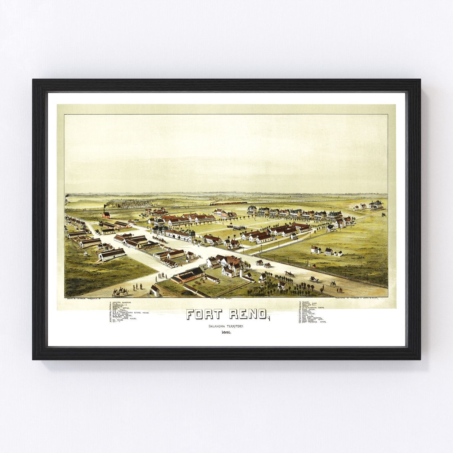 vintage map of Fort Reno, Oklahoma, 1891