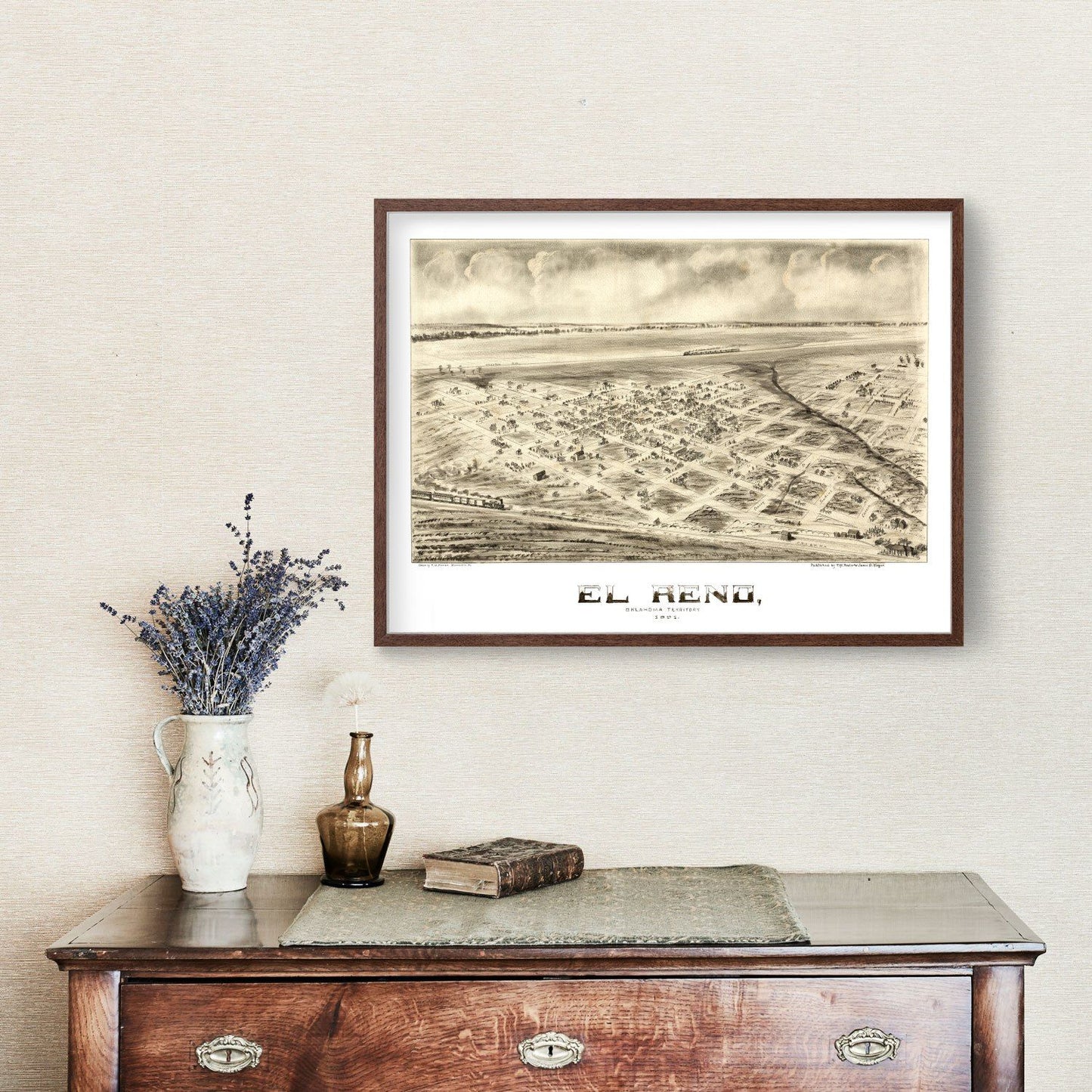 Vintage Map of El Reno, Oklahoma, 1891