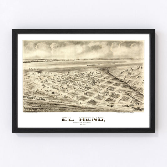 Vintage map of El Reno, Oklahoma, 1891