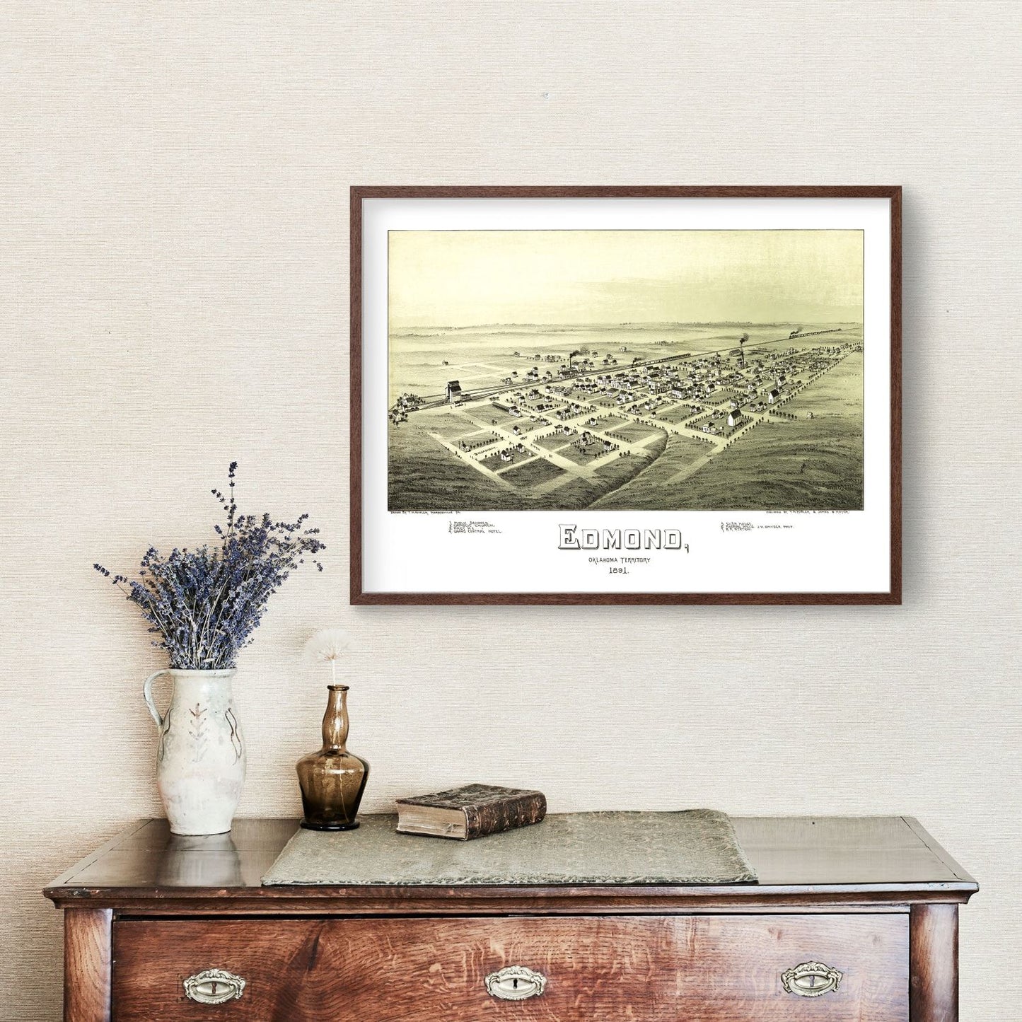 Vintage Map of Edmond, Oklahoma, 1891