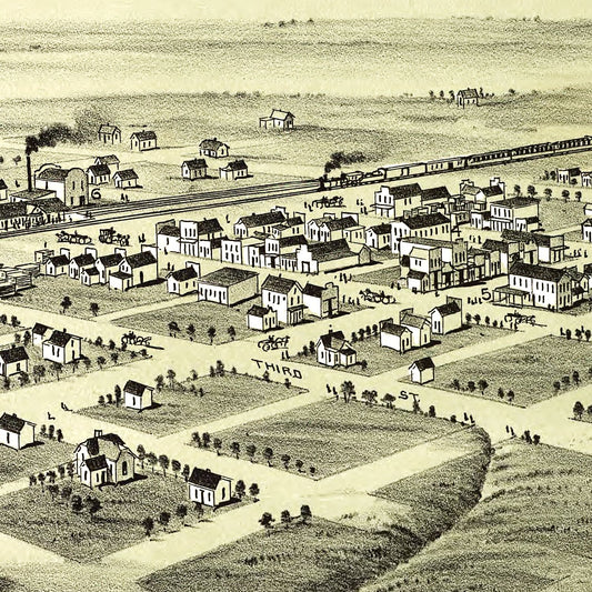 Vintage Map of Edmond, Oklahoma, 1891