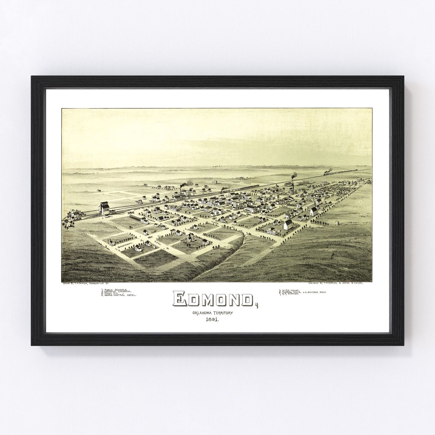 Vintage map of Edmond, Oklahoma, 1891