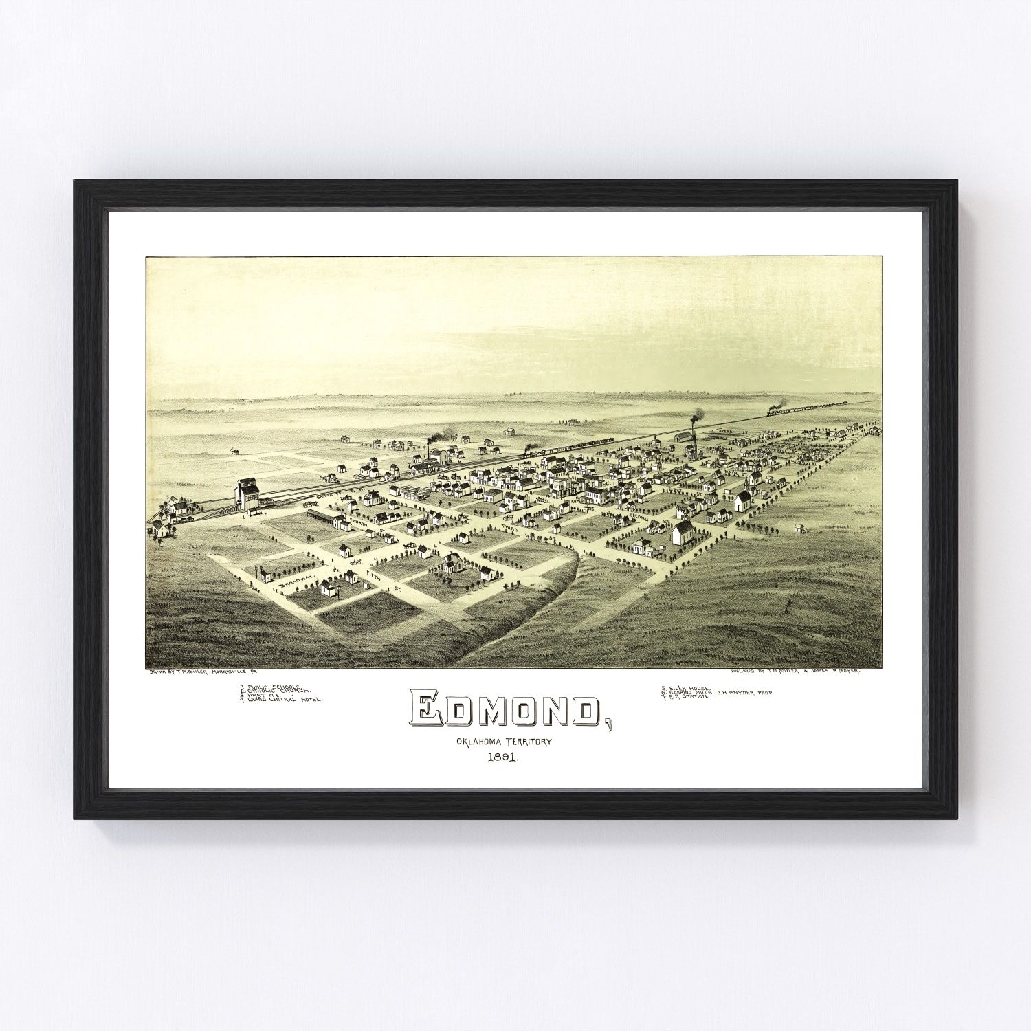 Vintage map of Edmond, Oklahoma, 1891