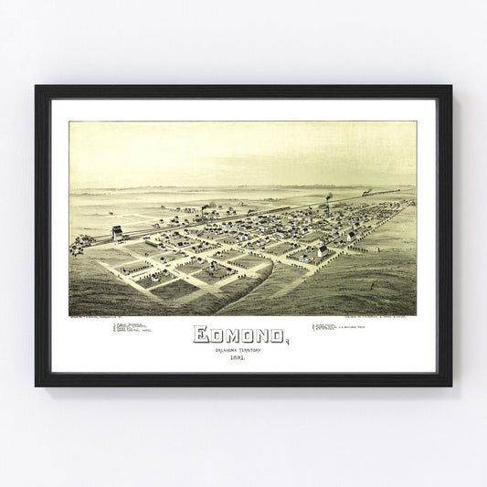 Vintage map of Edmond, Oklahoma, 1891