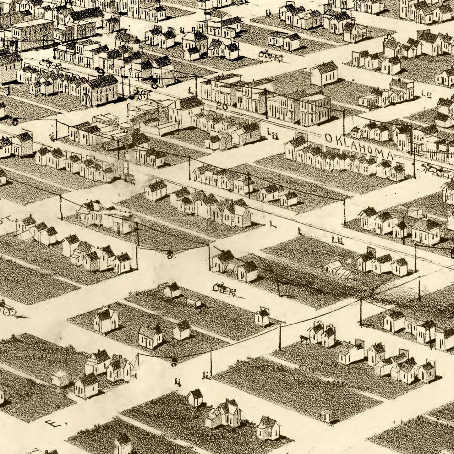Vintage Map of Guthrie, Oklahoma, 1890