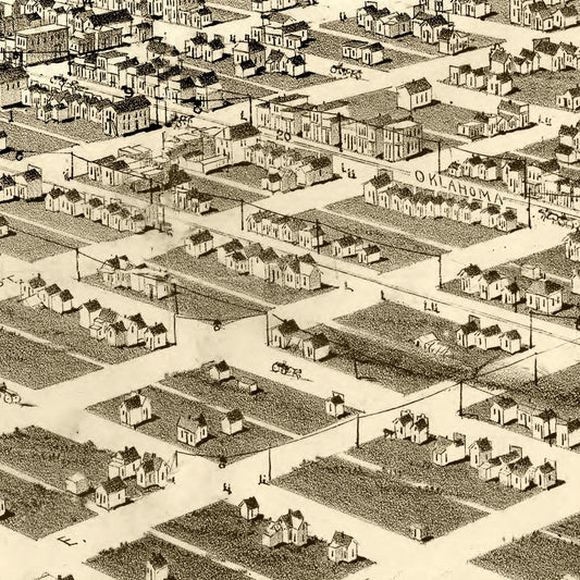 Vintage Map of Guthrie, Oklahoma, 1890