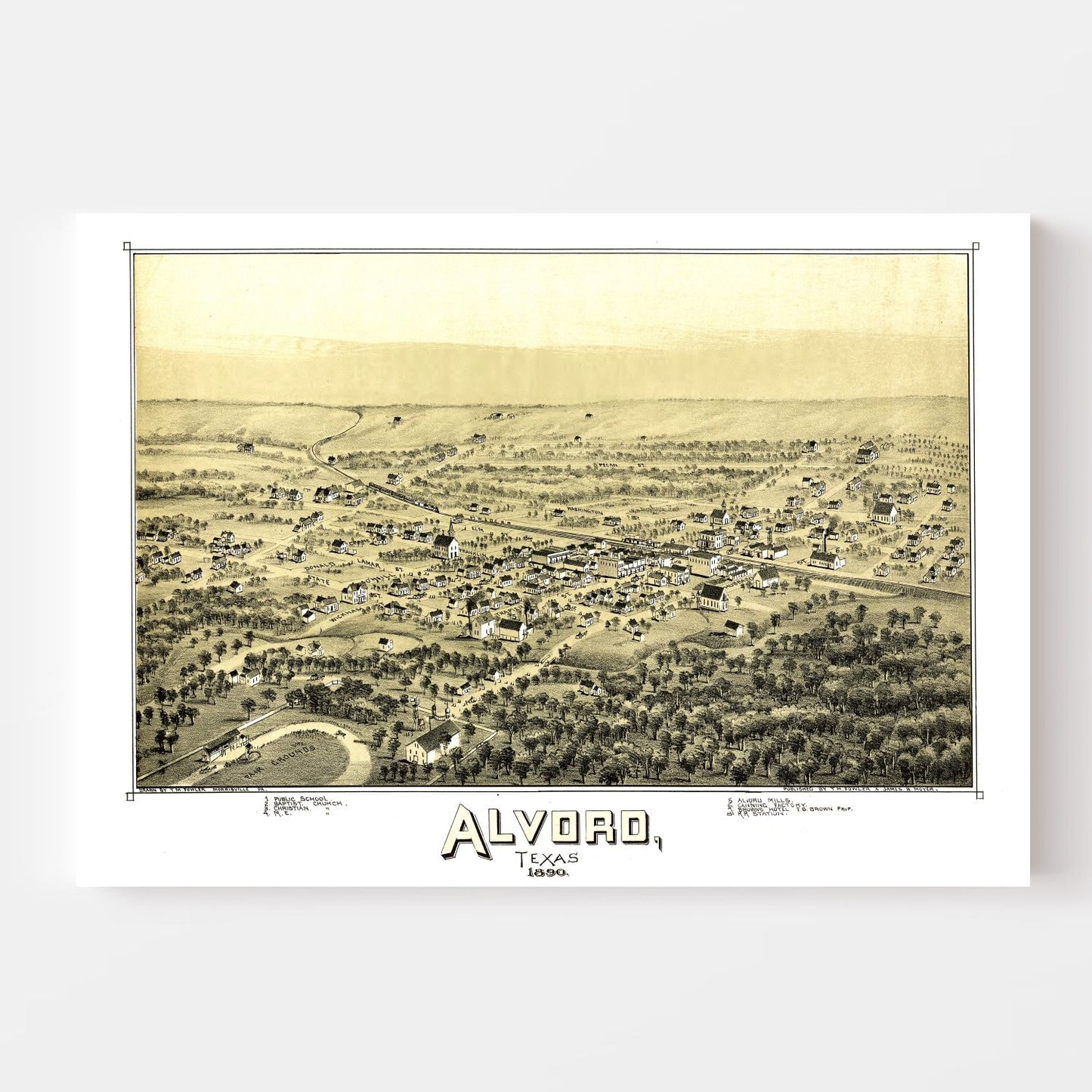 Vintage Map of Alvord, Texas, 1890
