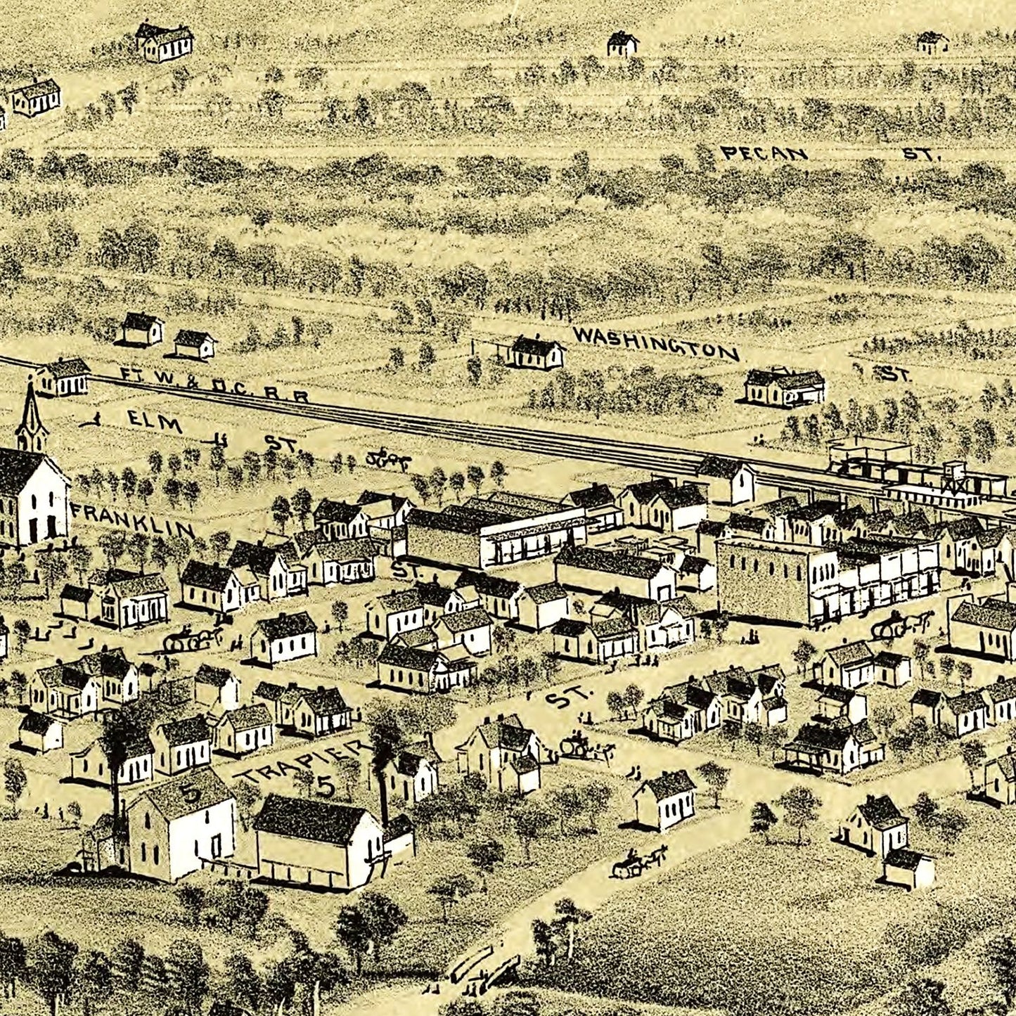 Vintage Map of Alvord, Texas, 1890