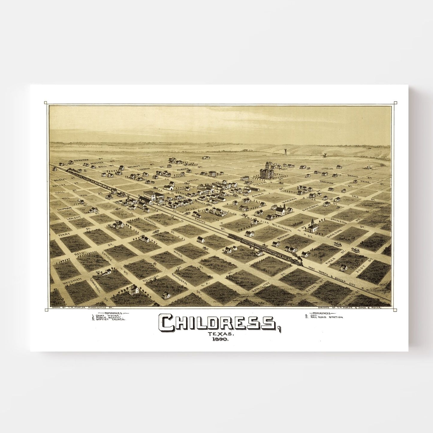 Vintage Map of Childress, Texas, 1890