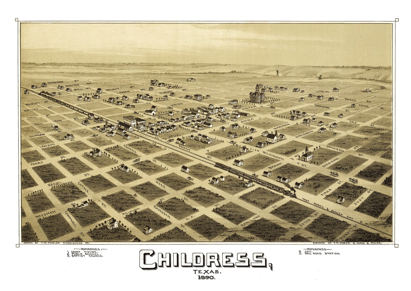 Vintage Map of Childress, Texas, 1890