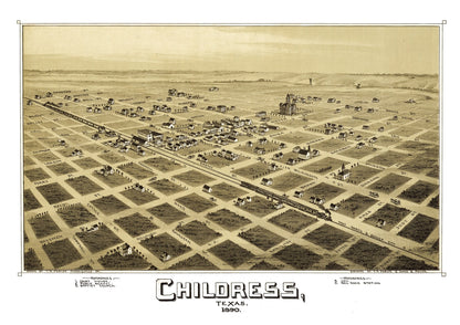 Vintage Map of Childress, Texas, 1890