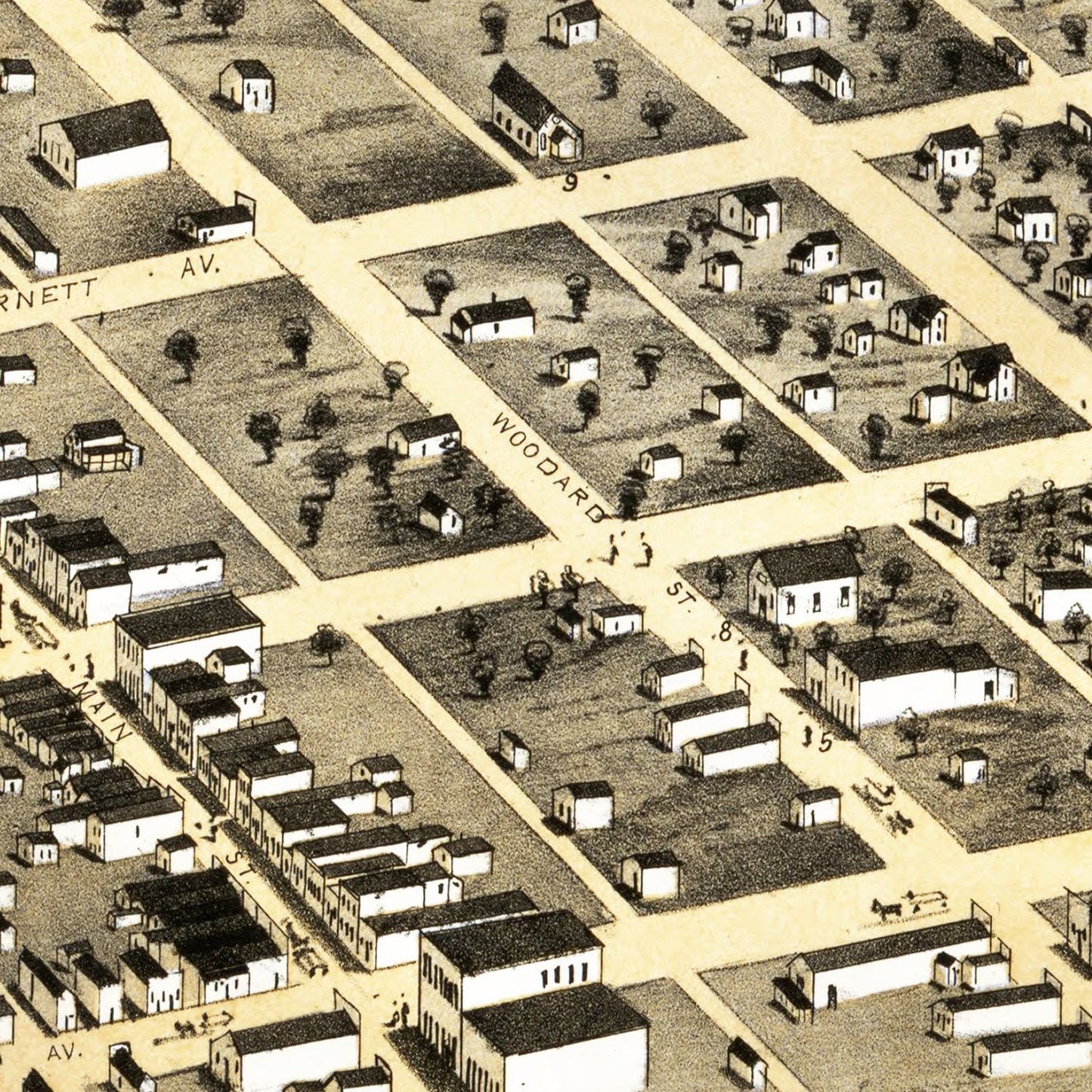 Vintage Map of Denison, Texas, 1873