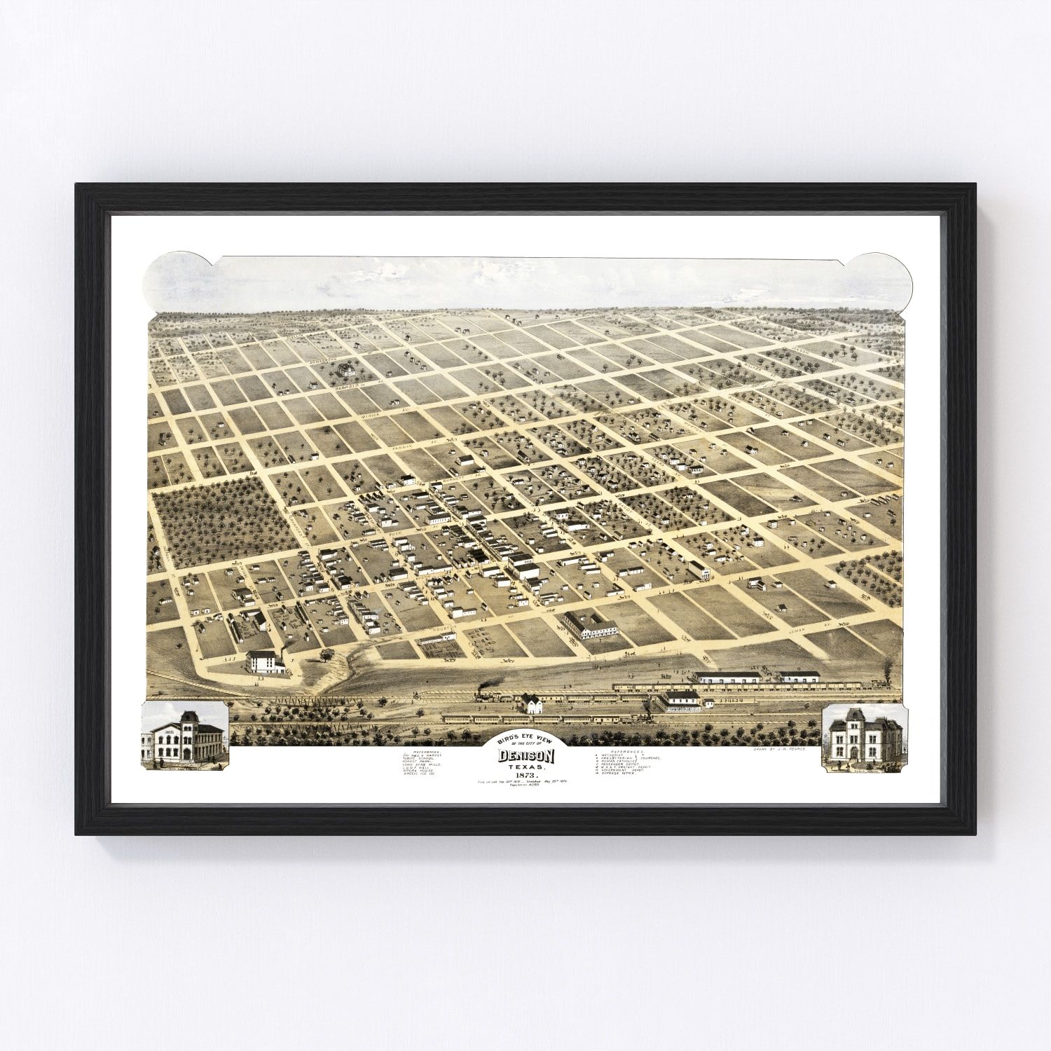 vintage map of Denison, Texas, 1873
