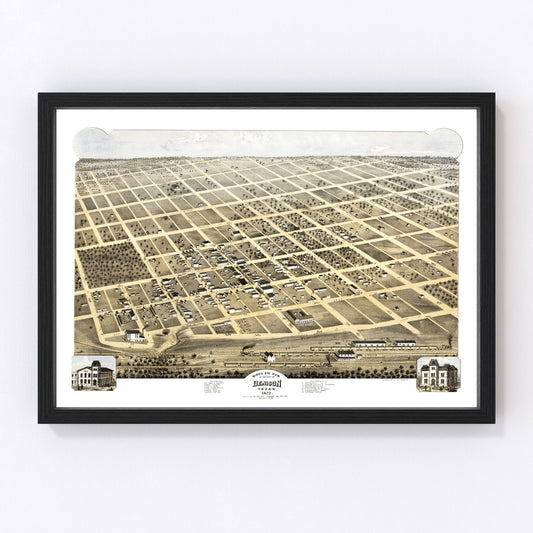 vintage map of Denison, Texas, 1873