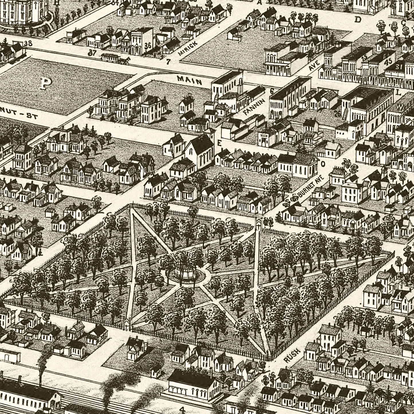 Vintage Map of Denison, Texas, 1886