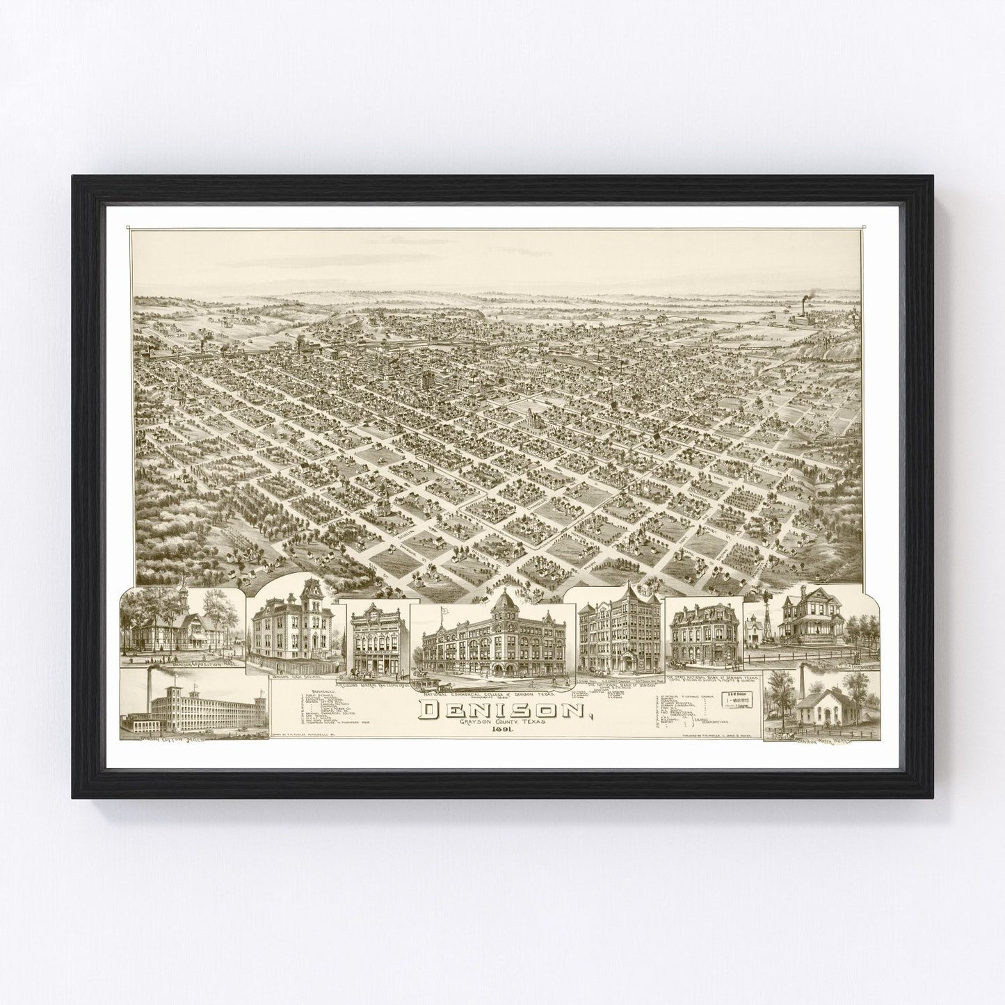 vintage map of Denison, Texas, 1891