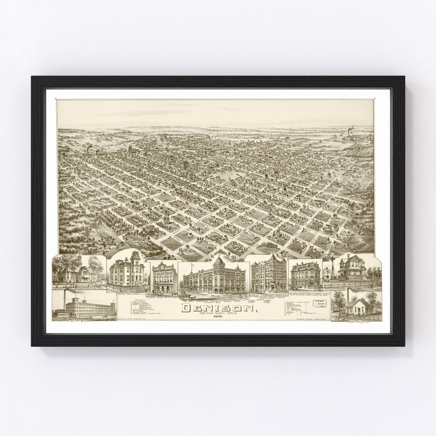 vintage map of Denison, Texas, 1891
