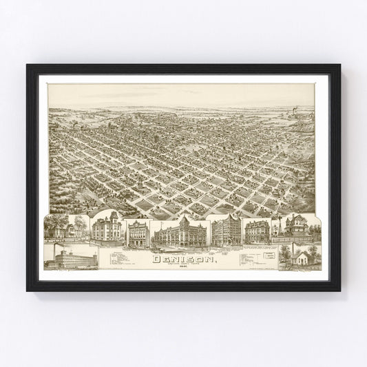 vintage map of Denison, Texas, 1891
