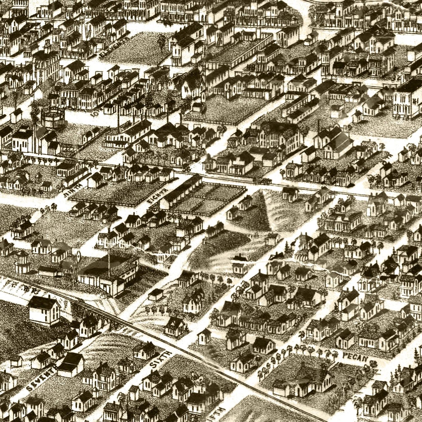 Vintage Map of Fort Worth, Texas, 1886