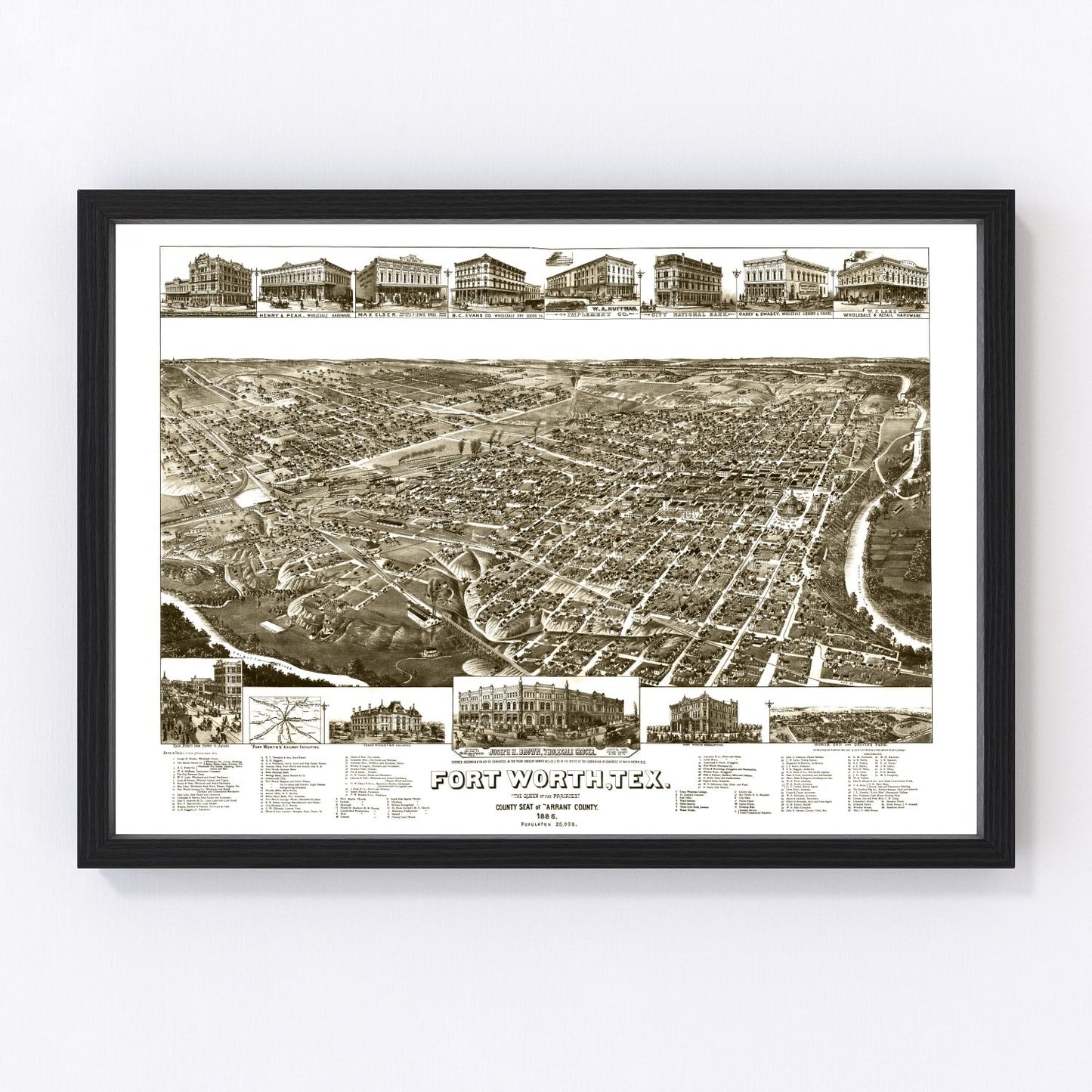 vintage map of Fort Worth, Texas, 1886
