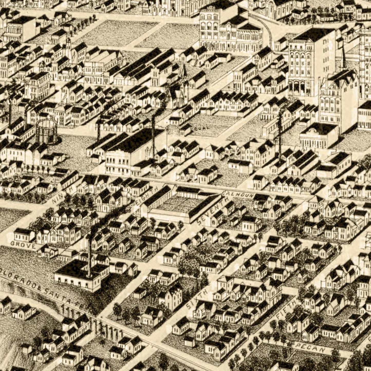 Vintage Map of Fort Worth, Texas, 1891