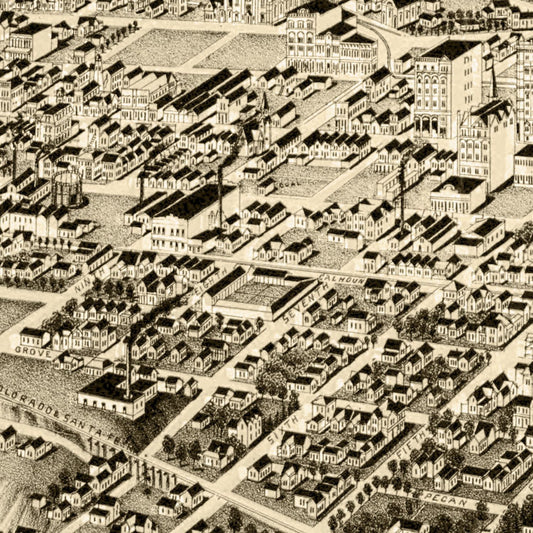 Vintage Map of Fort Worth, Texas, 1891