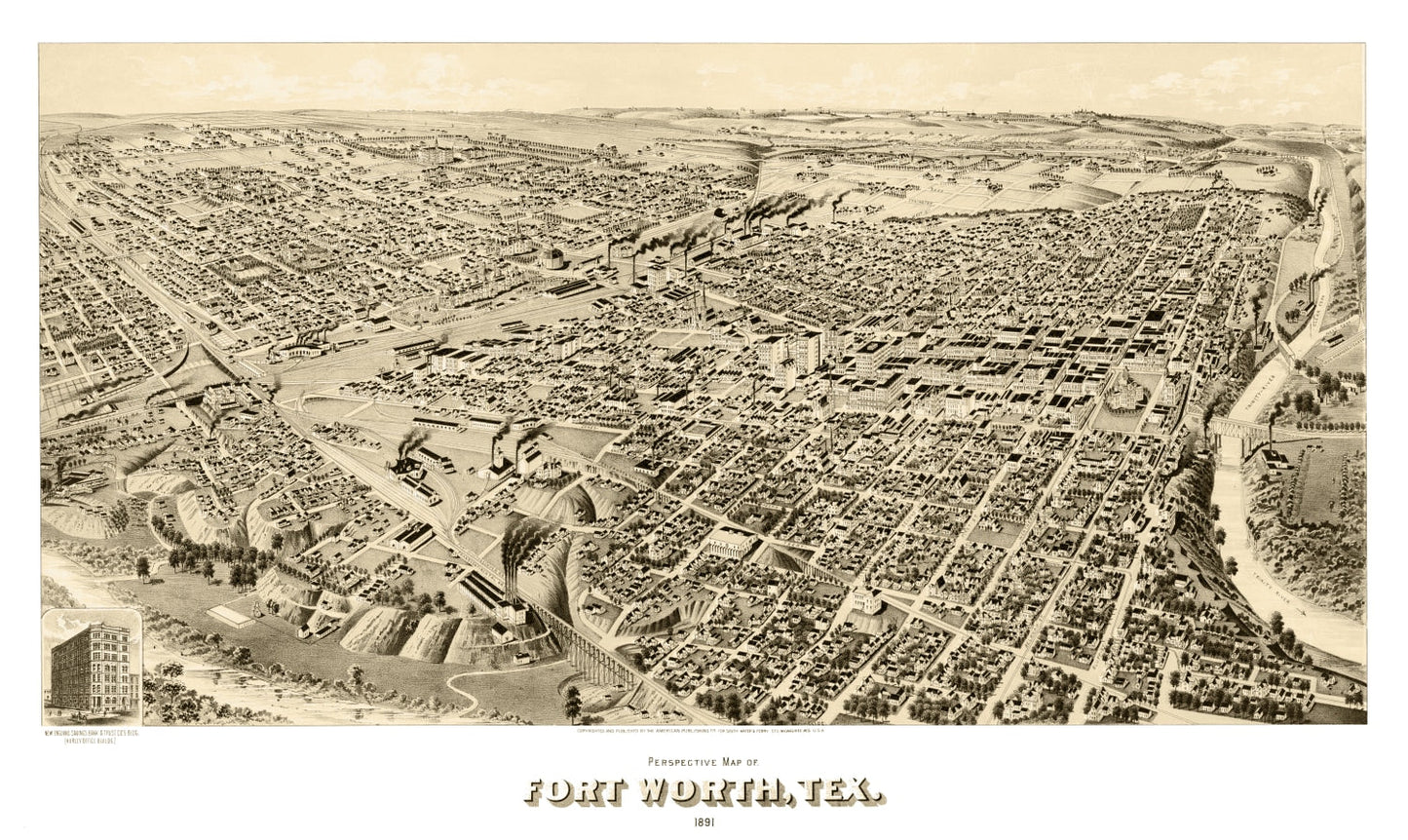 Vintage Map of Fort Worth, Texas, 1891
