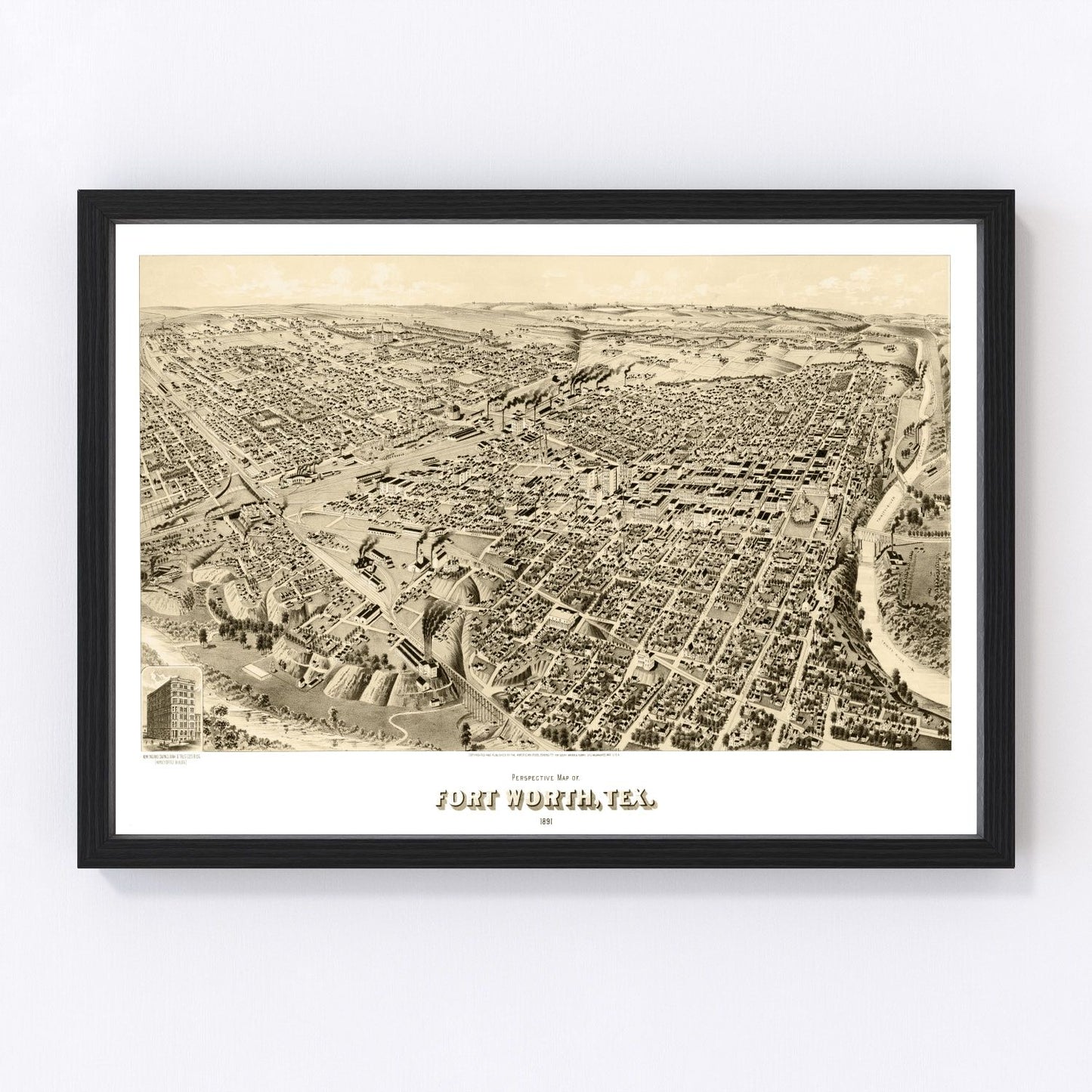 vintage map of Fort Worth, Texas, 1891