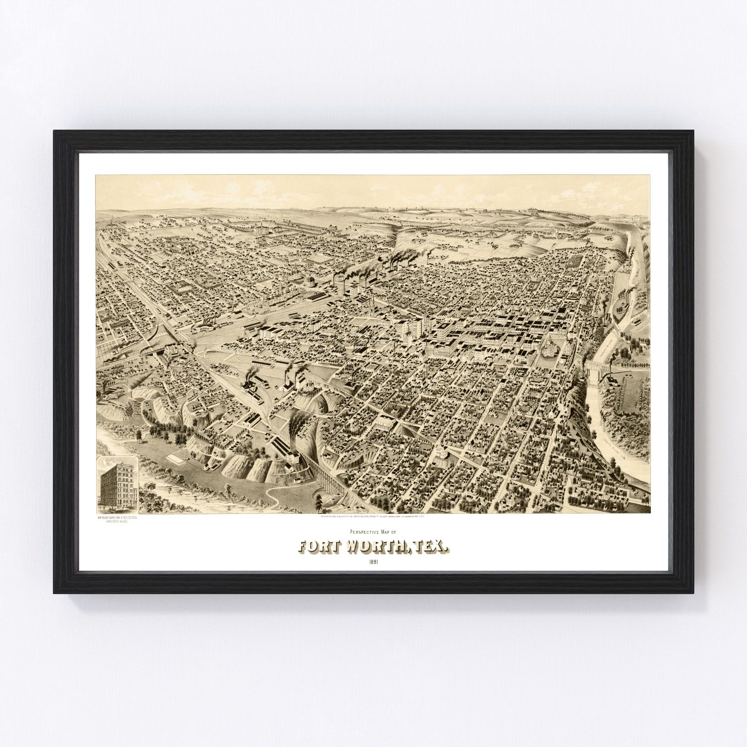 vintage map of Fort Worth, Texas, 1891