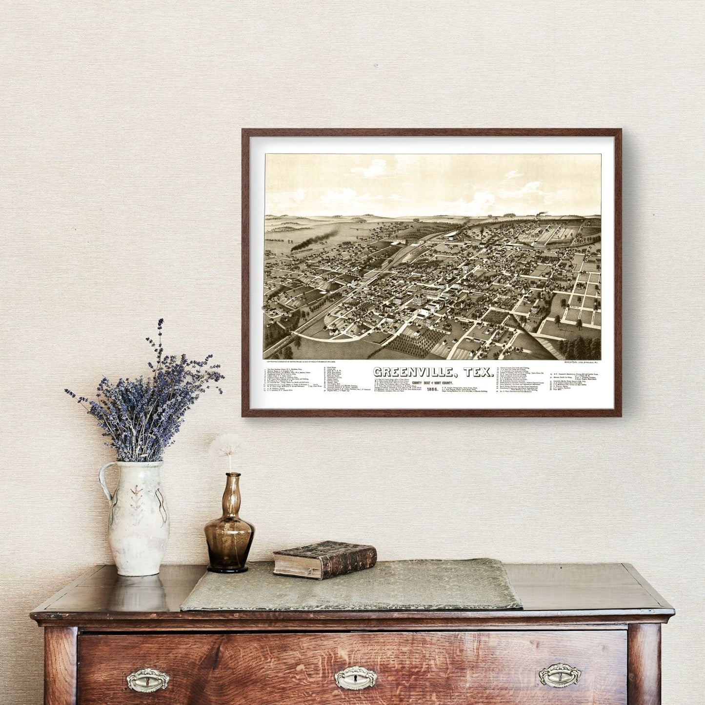 Vintage Map of Greenville, Texas, 1886