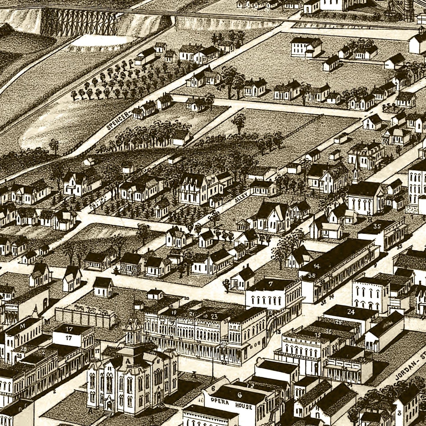 Vintage Map of Greenville, Texas, 1886
