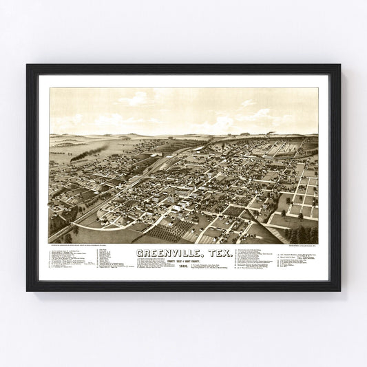 vintage map of Greenville, Texas, 1886