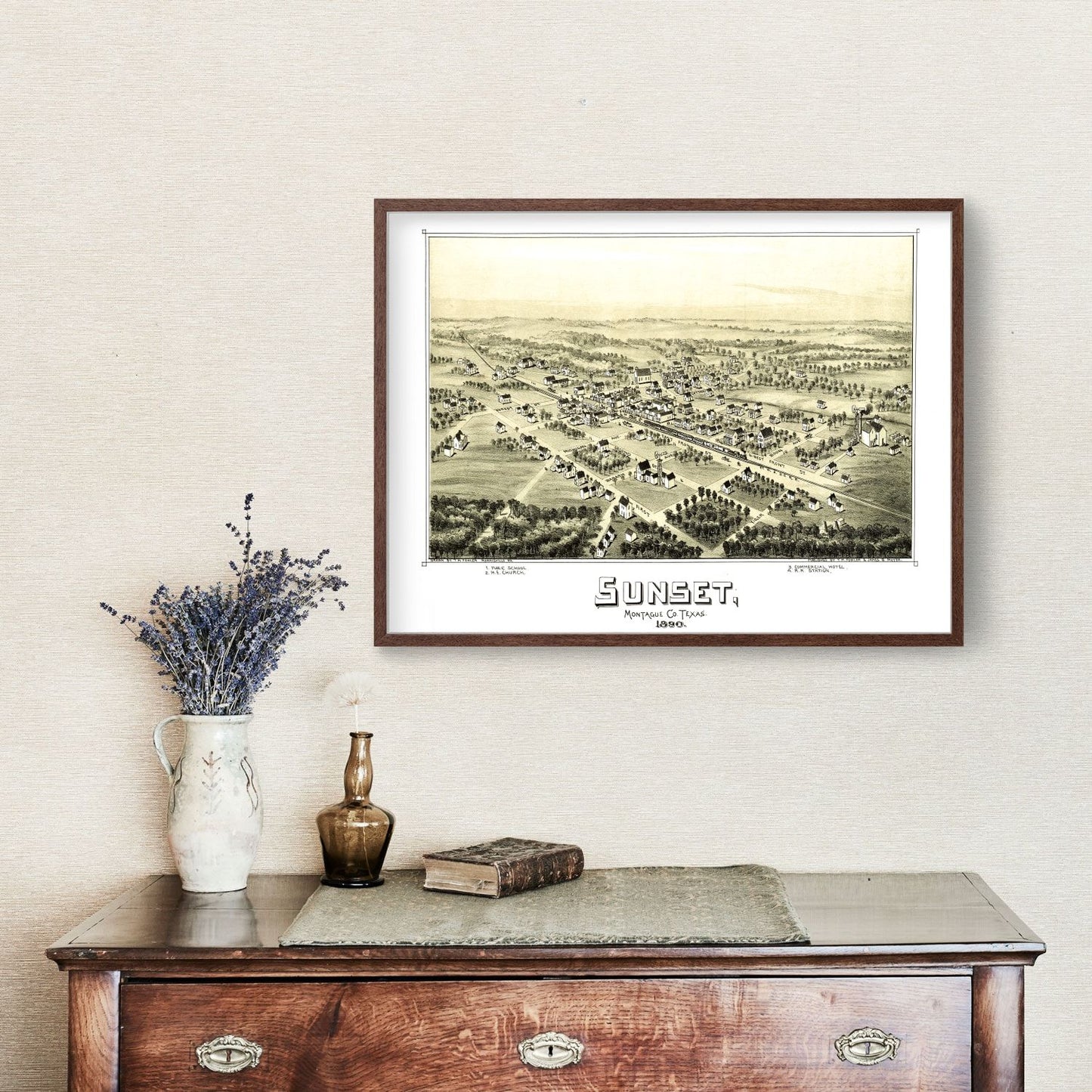 Vintage Map of Sunset, Texas, 1890