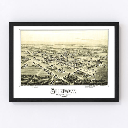 Vintage map of Sunset, Texas, 1890