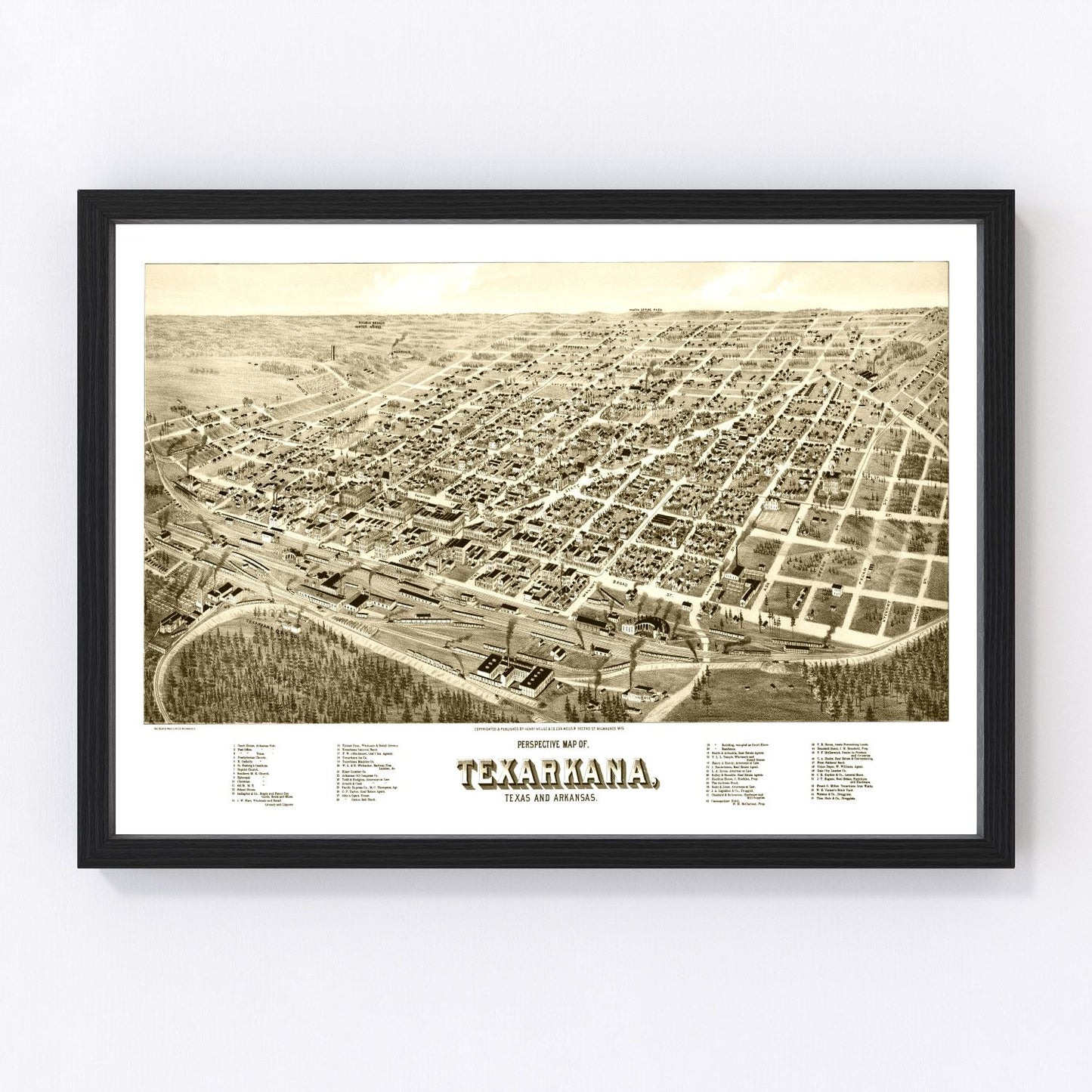 vintage map of Texarkana, Texas, 1888