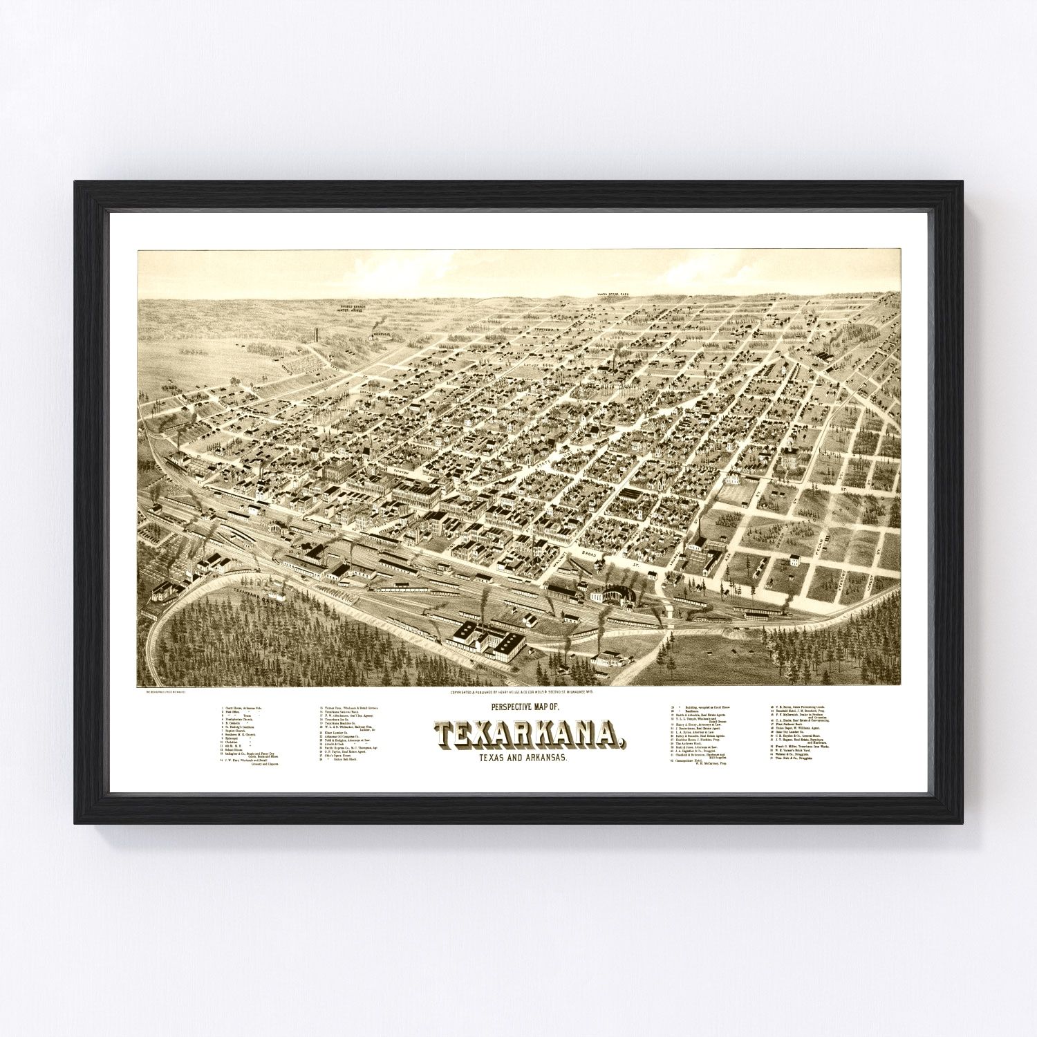 vintage map of Texarkana, Texas, 1888