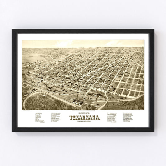 vintage map of Texarkana, Texas, 1888