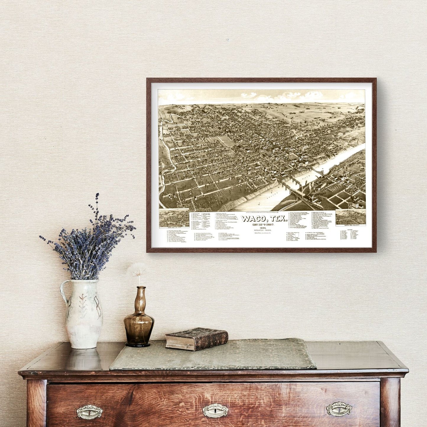 Vintage Map of Waco, Texas, 1886