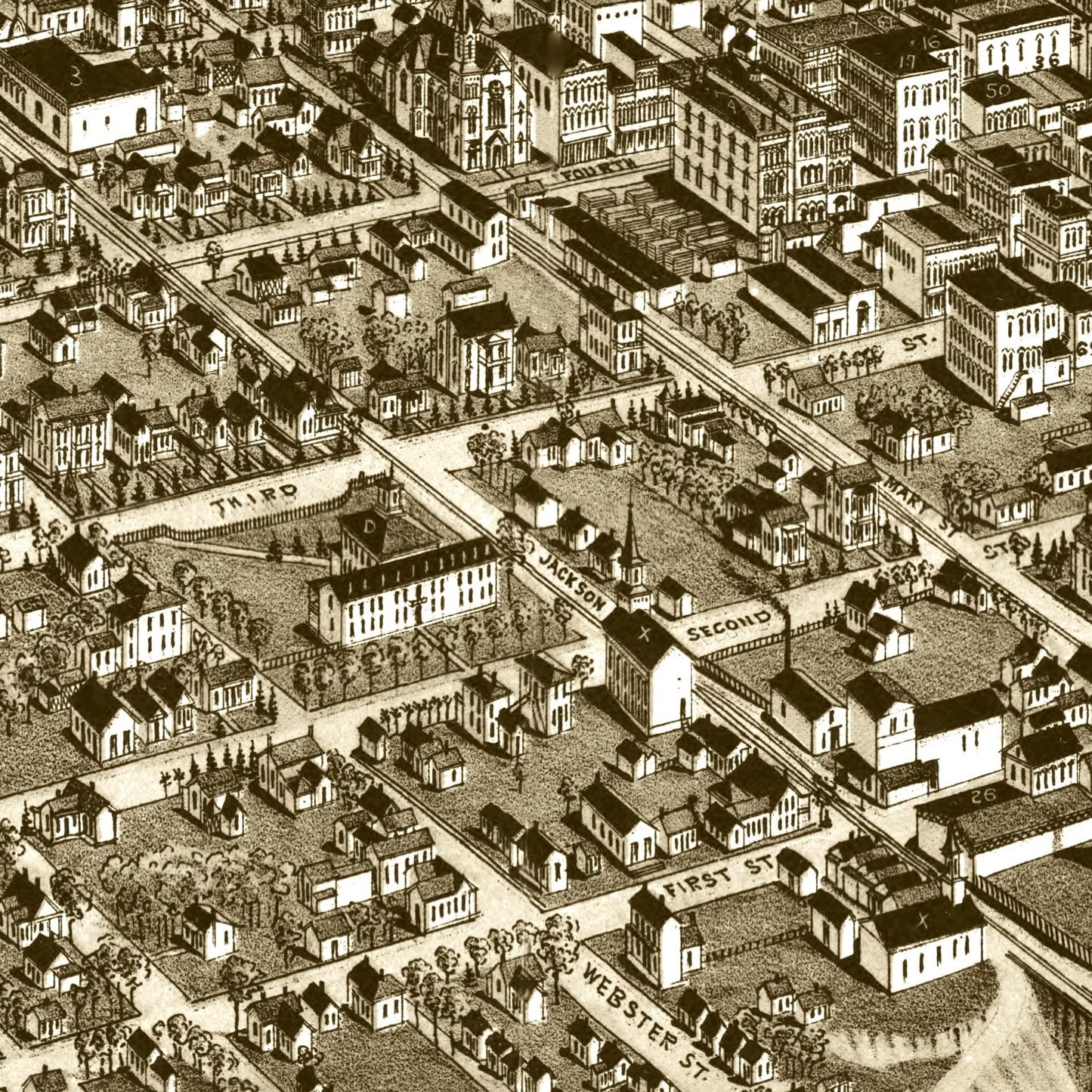 Vintage Map of Waco, Texas, 1886