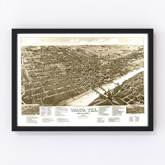 Vintage map of Waco, Texas, 1886, digitally restored