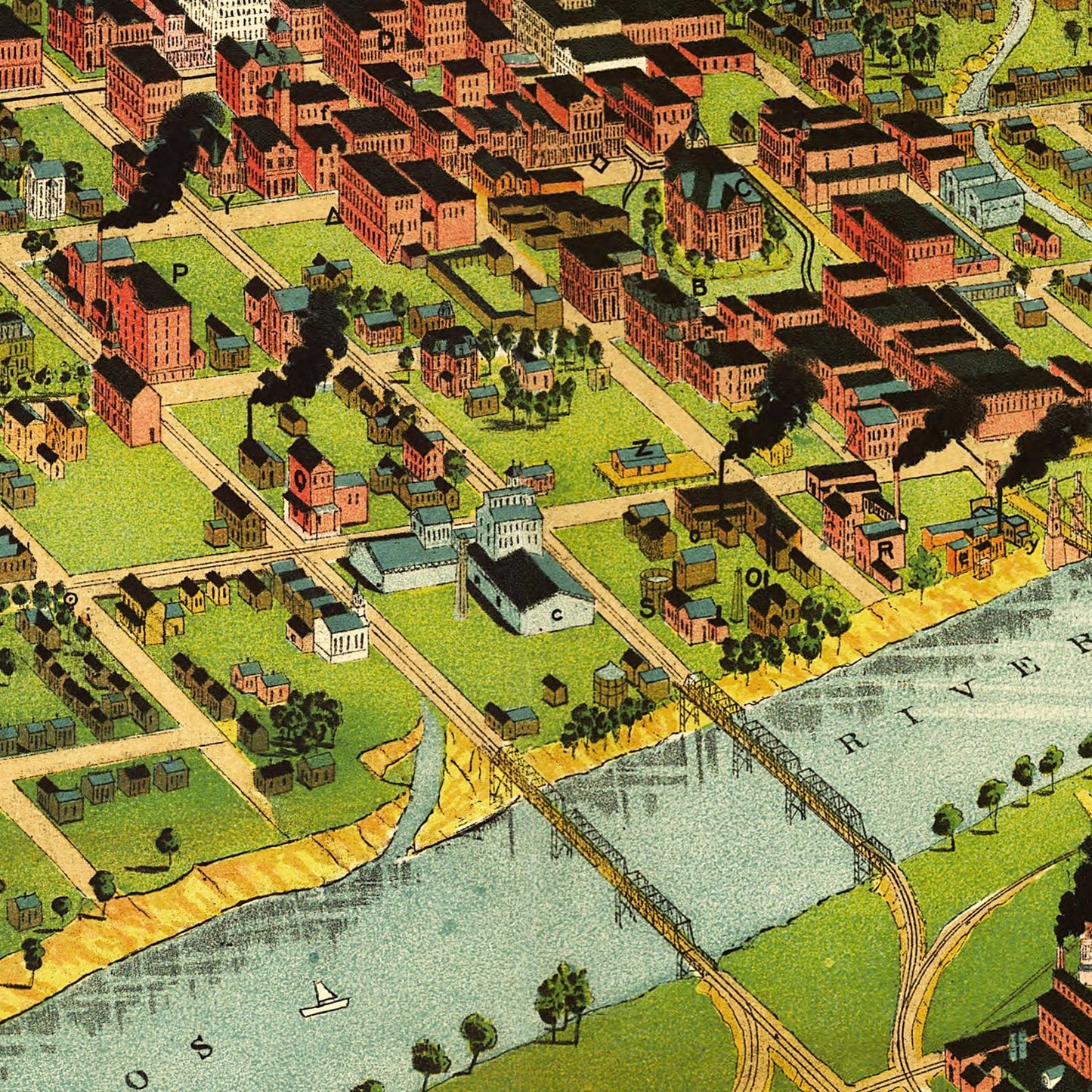 Vintage Map of Waco, Texas, 1892