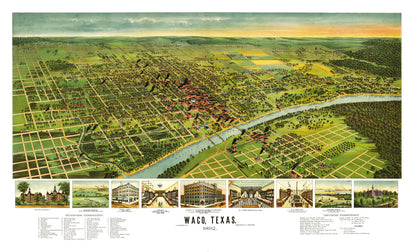 Vintage Map of Waco, Texas, 1892