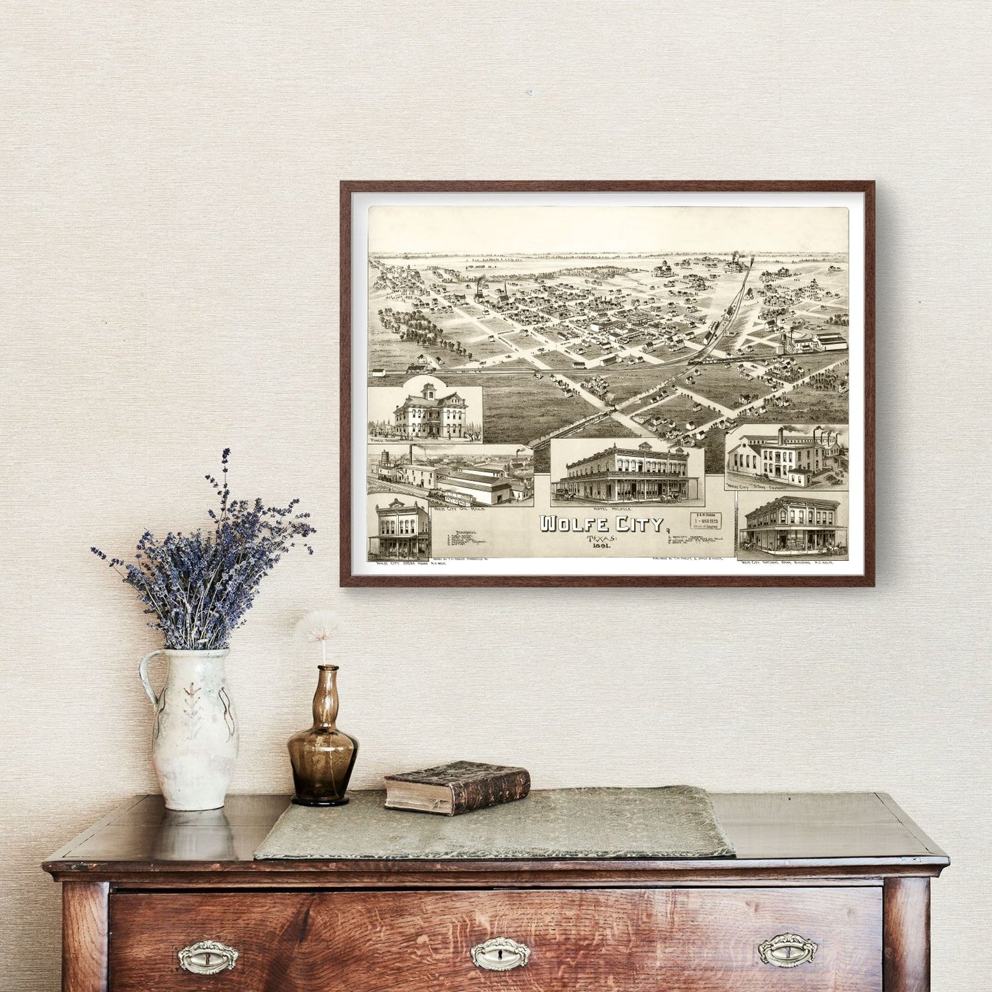 Vintage Map of Wolfe City, Hunt County, Texas 1891