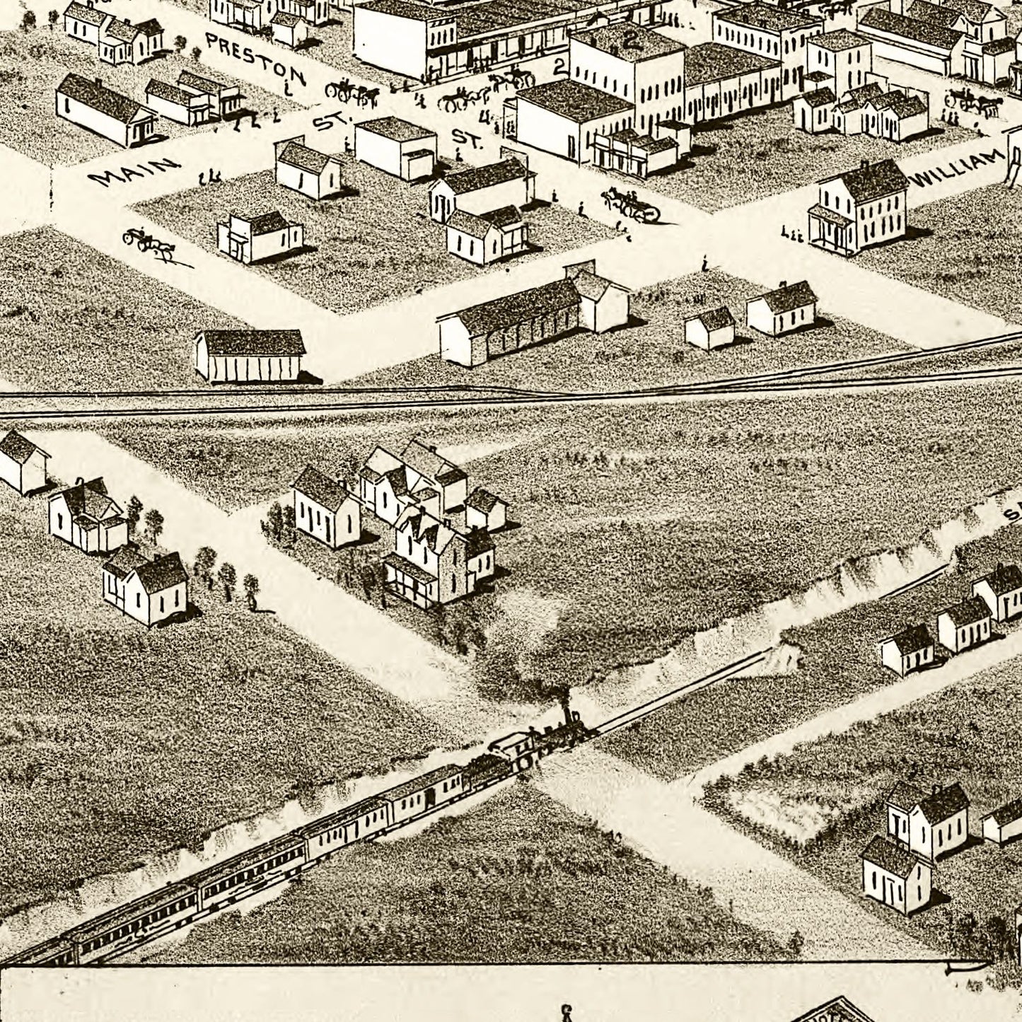 Vintage Map of Wolfe City, Hunt County, Texas 1891