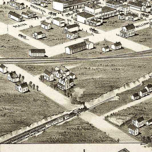 Vintage Map of Wolfe City, Hunt County, Texas 1891