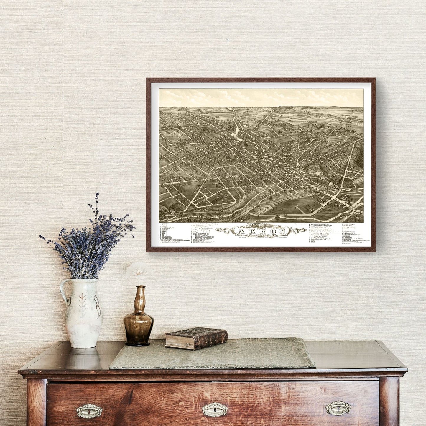 Vintage Map of Akron, Ohio, 1882