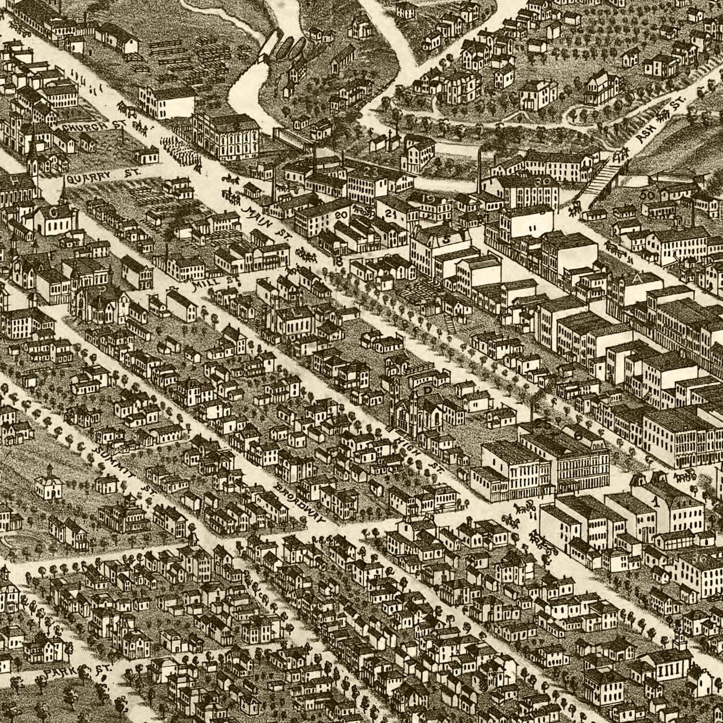 Vintage Map of Akron, Ohio, 1882
