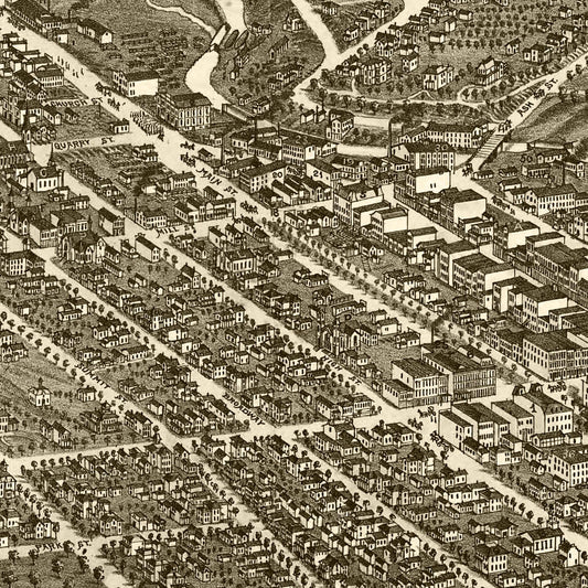 Vintage Map of Akron, Ohio, 1882